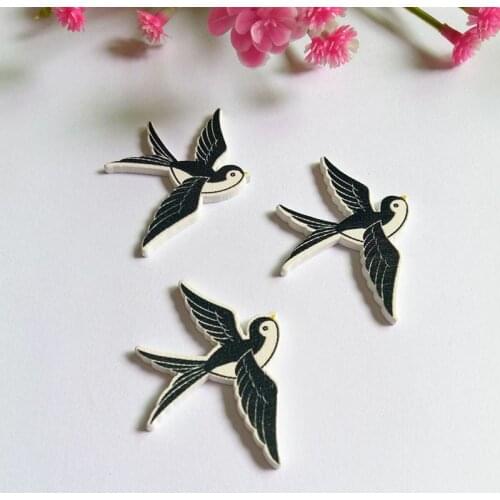 120PCs Swallow Wooden Button no Holes DIY Scrapbooking Crafts Sewing Accessories Decorative Buttons Embellishment Flatback