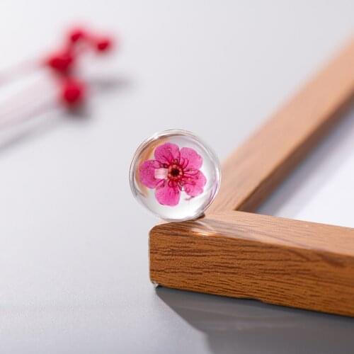 18# No-hook Solid Real Dried Flower Spherical glass Ball Without Hook Glass beads #IY505
