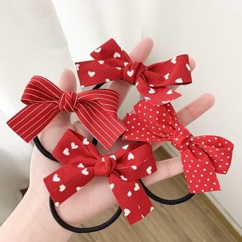 2 Piece Elastic Hair Bands For Girls Dot Print Hair Ring Hair Ring Toddlers Kids Cute Lovely Hair Accessories Children Headdress