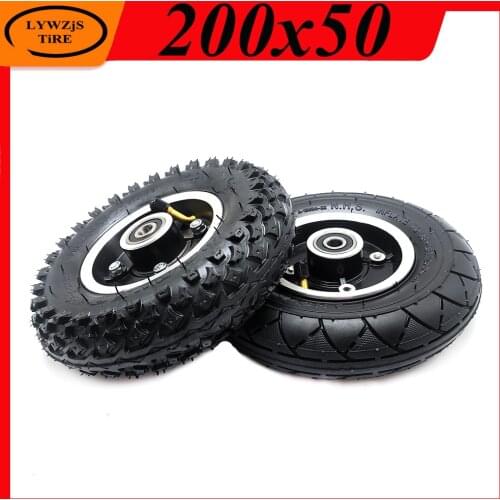 200x50 Front Wheel Tire 200*50 Inflatable Wheel 8 Inch Inner and Outer Tyre with Alloy Rim for Electric Scooter Parts