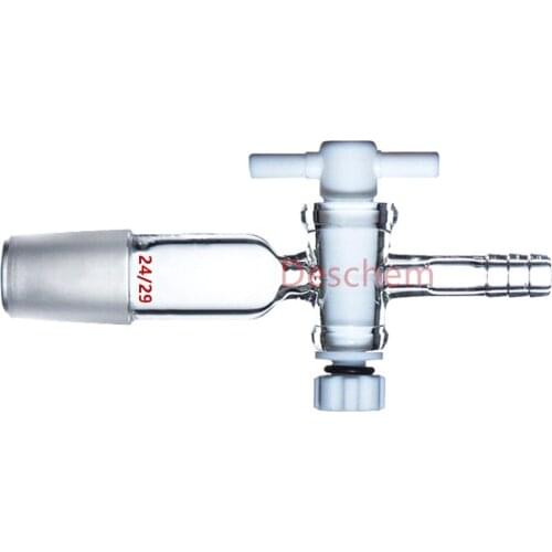 24/29,Flow control laboratory glass adapte,PTFE stopcock,Straight hose connection