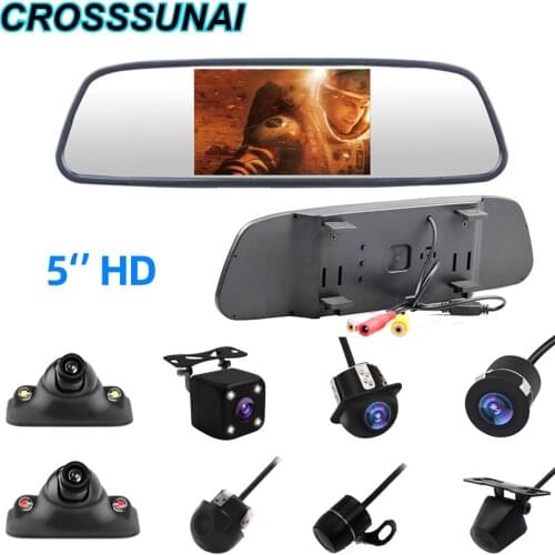 5 Inch TFT LCD Car Rearview Mirror Monitor Auto Parking System With HD Car Front Rear View Reverse Camera Parking Night Vision