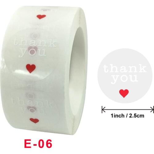 500pcs Red heart transparent thank you sticker Packing gift box sticker Childrens toy decoration reward sticker