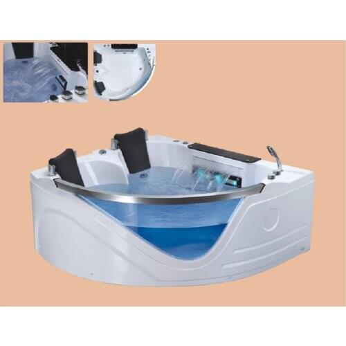 Wall Corner whirlpool Bathtub Acrylic Hydrogenmassage Surfing Underwater Colourful LED Light Double People SPA NS3003