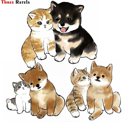 Three Ratels F265 A pair of Kitty Cats Auto Sticker Window Motorcycle Decal 3D Cartoon Car Styling Waterproof Accessories Decor