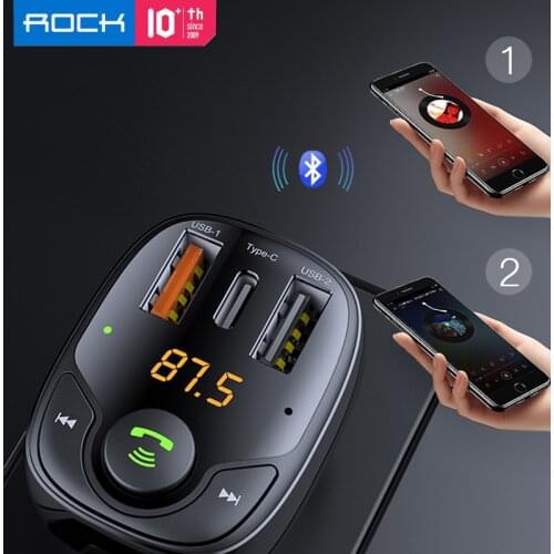 ROCK B301 Bluetooth Car FM Transmitter USB PD Car Charger Fast Quick Charging Monitoring for Phones MP3 Player Dual US 36W 속충전기