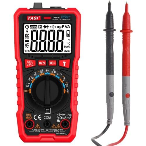 TA801C Digital Multimeter Auto Ranging Measures Voltage Resistance Tester DC Voltage AC Current Measurement Tool English Version