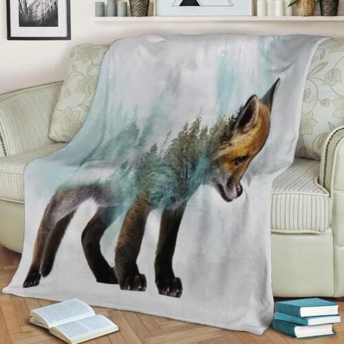 Baby Fox Flannel Throw Blanket 3D Printed Keep Warm Sofa Child Blanket Home Decor Textiles Dream Family Gift