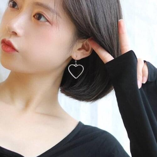 Personality Hollow Geometric Sweet Golden Heart Earrings Women Girl Party Charm Jewelry