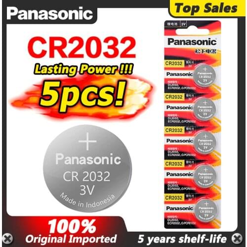 5Pcs original cr 2032 brand new battery for PANASONIC cr2032 3v button cell coin batteries for watch computer Toy
