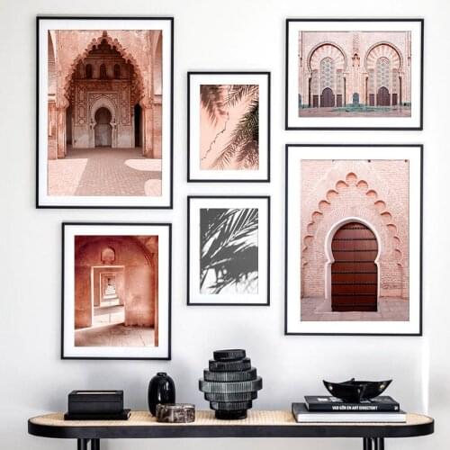 Mosque Islamic Morocco Marrakech Archway Flower Wall Art Canvas Painting Posters And Prints Wall Pictures For Living Room Decor
