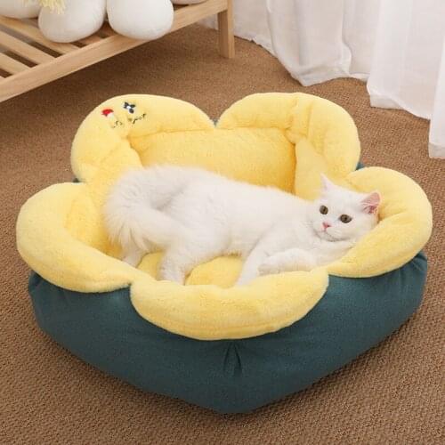 New Flower Cat Bed Mat House Thick Cozy Bed for Cat Puppy Sunbed Warm Ultra Soft Plush Indoor Cat Deep Sleeping Pad Pet Supplies