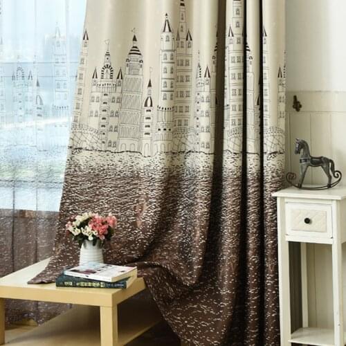 Cartoon Castle Window Curtains for Children Kids Room Girls Boys Baby Bedroom Gradient Design Blackout Curtains Drapes