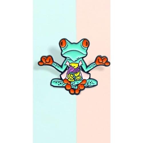 Open the intestines and break the stomach frog Enamel Brooch broken-hearted frog Cartoon animal Lapel Pin bag clothes Badge