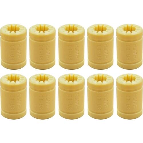 10 LM8UU 3D Printer Solid Polymer Bearing 8 mm Shafts for Mendel 3D Printer Parts