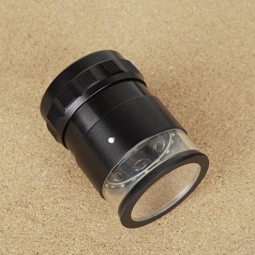 Portable Handheld 10x Optical Lens Loupe Scale Cylindrical LED Illuminated Magnifier Mganifying Glass 8 LED Lights