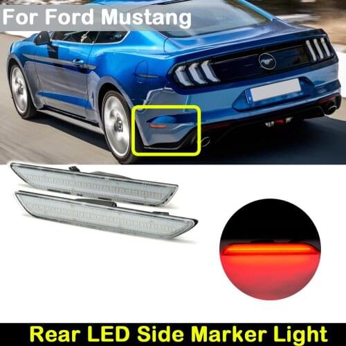 For Ford Mustang 2015 2016 2017 2018 2019 2020 Clear Lens Car Rear red LED side marker lamp Turn Signal Light