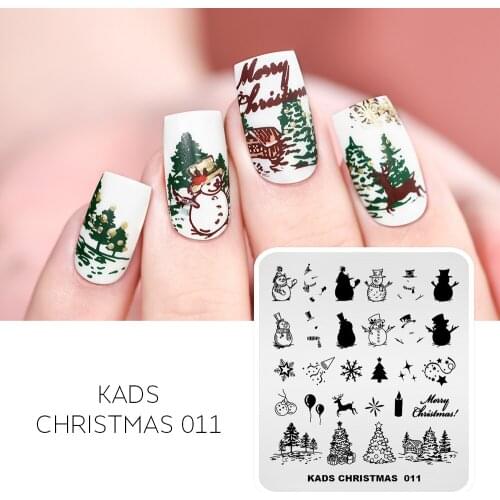 Christmas Nail Stamping Plate Snowman Christmas tree Pattern 7*8 Nail Art Stamp Template Christmas Nail art Stencils
