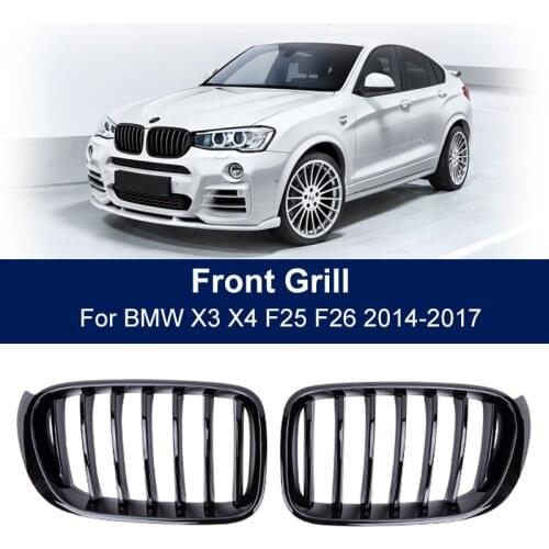 Geetha 2PCS Car Front Grille Grill Mesh Net Trim Strip Single Line For BMW X3 F25 X4 F26 14-17 Replacement Racing Bumper Grills