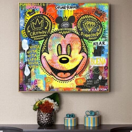 Disney Modern Golden Luxury Canvas Painting Nordic Mickey Mouse Poster and Print Wall Art Picture for Kids Room Decor Cuadros