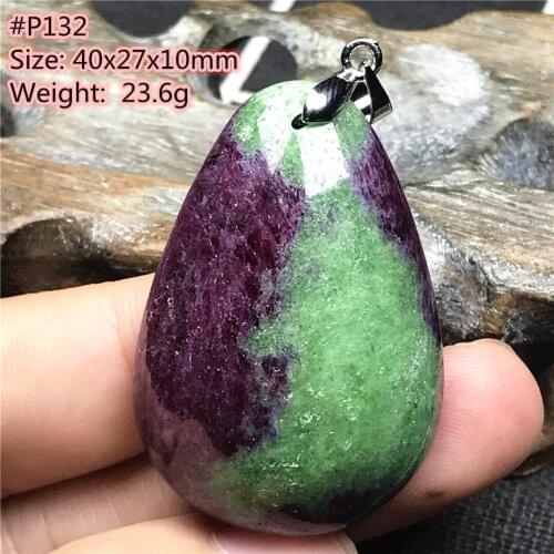Top Natural Ruby Zoisite Tumbled Stone Pendant Jewelry For Women Men Healing Luck 40x27x10mm Beads Crystal Silver Gemstone AAAAA