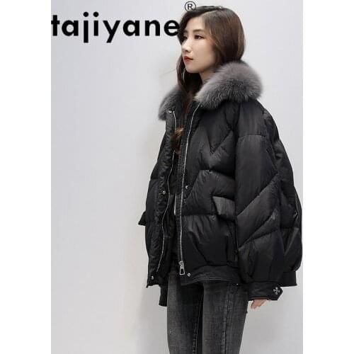 Winter Puffer Jacket Womens Cothing Fox Fur Collar Down Coats Famale Warm Black Jacket Womans Outerwear Casaco Feminino SQQ279
