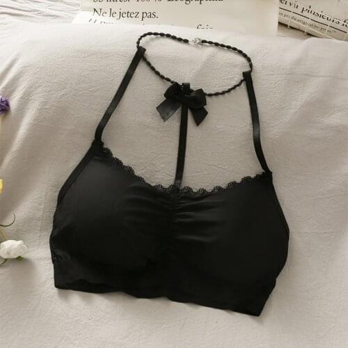 Harajuku Halter Lace Camis Women Patchwork Pleated Seamless Slim Tank Corset Top Femme Wireless Beading Sling Tops White Clothes