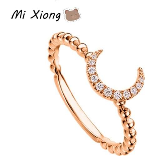 Mi Xiong 925 Sterling Silver Rings for Women Trendy Moon Diamond Jewelry Luxury Wedding Engagement Party Classic Gift Romantic