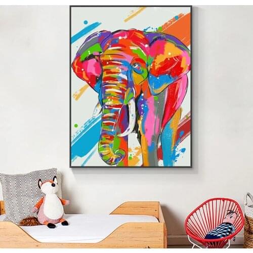 100% Hand Painted Abstract Oil Painting Hand Made Colorful Elephant Large Size Canvas Wall Pictures For Living Room Home Decor