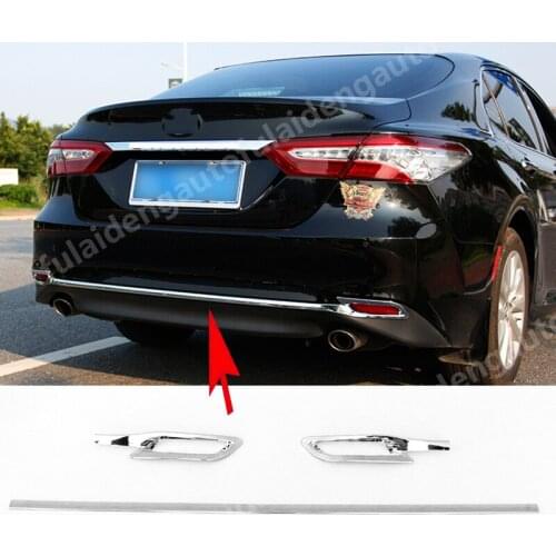 3pcs For Toyota Camry LE XLE 2018-2020 ABS Chrome Rear Trunk Lower Bumper Lip Fog Lamp Cover Trim Car accessories