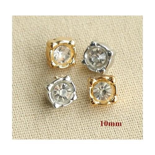 30pcs/lot Size:10mm Exquisite flower plastic buttons for shirt,rhinestone garment button black / transparent (ss-707)