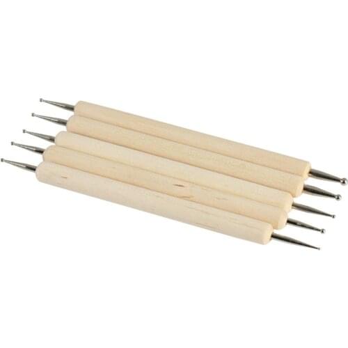 5Pcs/Set Pro 2-Way Wooden Nail Art Dotting Dot Pen Painting DIY Design Manicure Tools Decoration for UV Gel Drawing New