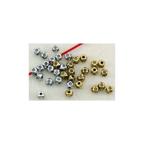 50pcs/Lot 4mm Metal Filigree Polygon Loose Spacer Bead polyhedron For Diy Jewelry Finding Making Supplies f4rgs