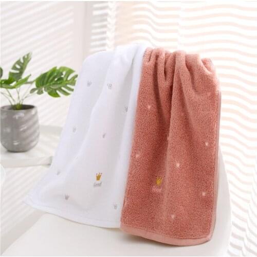 70x140cm Pure Cotton Bath Towel Embroidered Crown White Face Towels Water Absorbent Large Size Soft Bathroom Towel for Adults