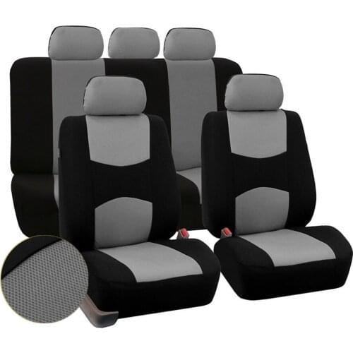 9pcs/Set 5-Seats Car Seat Cover Mesh Polyester Front+Rear Cover Gray Color Fit for Sedan SUV Breathable Easy to Clean Dirt-proof