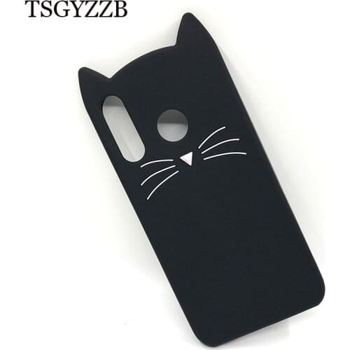 Cute 3D Cartoon Silicon Case For Huawei P30 Lite Cases Black Pink Glitter Beard Cat Phone Cover For Huawei P30 Pro P 30 P30lite