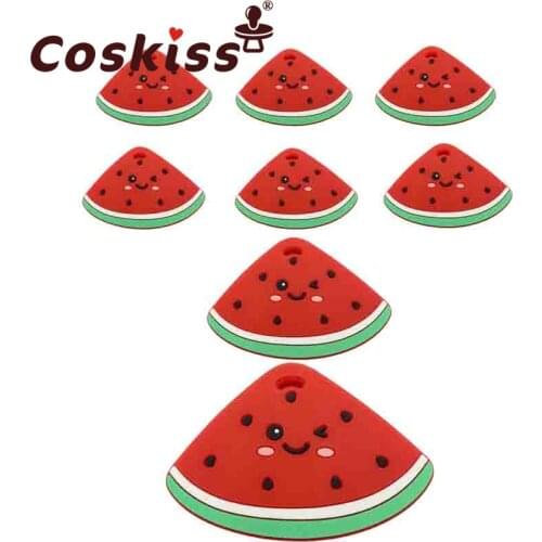 Coskiss Watermelon Silicone Baby Beads Cartoon Fruit DIY Pacifier Virtual Sensory Jewelry Gift Toy Accessory Teething Bead