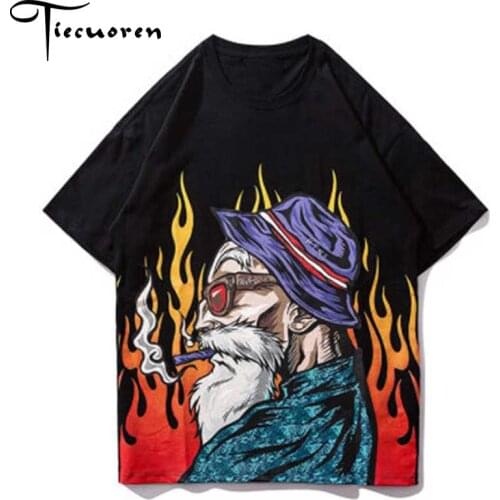Half sleeve T Shirt Men Japanese style old man T-shirt Harajuku Streetwear tshirts Casual Hip Hop Top Tees wholesale men clothes