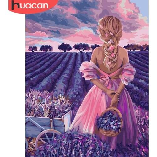 HUACAN Paint By Number Portrait Modern DIY Frame Handpainted Canvas Coloring By Numbers Flower Girl For Home Decoration