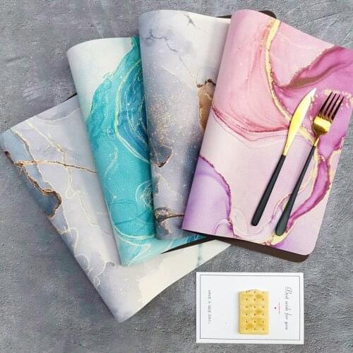 PU Leather Marble Coaster Placemats Washable Heat Insulation Cup Mat Tea Pad Oilproof Pad Bowl Mat Table Mats for Dining Table