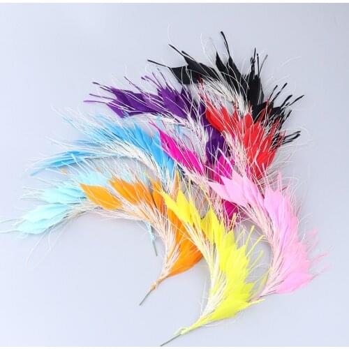 Pretty Chicken&Peacock feathers flower for Hat Headdress Decorations peahen feathers Crafts Accessories Plumes 1bunch/lot
