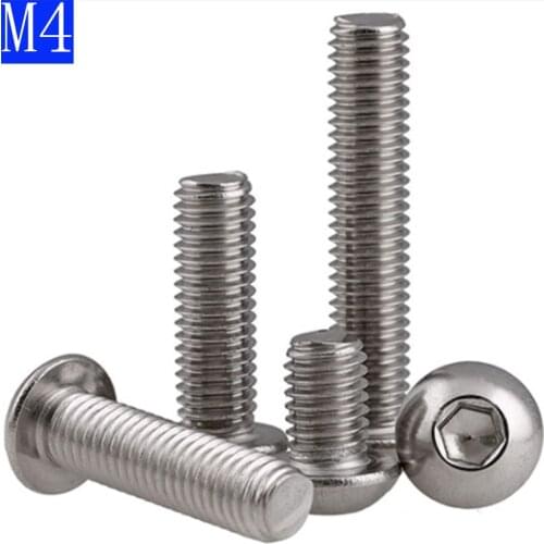 M4 4mm M4 - 0.7 Metric 304 Stainless Steel Hex Socket BUTTON HEAD Screws Bolt A2