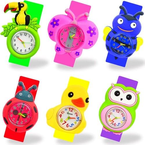 Cartoon Woodpecker/owl Watch Children Learn Time Toys for 1-10 Years Old Kids Quartz Watches Butterfly Baby Watch Montre Enfant