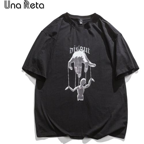 Una Reta Summer T-shirt Men New Harajuku Casual Tops Plus size Clothing Hip hop Art puppet Print Couple Oversized T-shirt Man