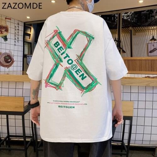 ZAZOMDE 2021 Men Cartoons Printed Short Sleeve T-shirt Cotton Mans Tshirt Cotton Casual Funny T-Shirts casual hip hop t-shirt