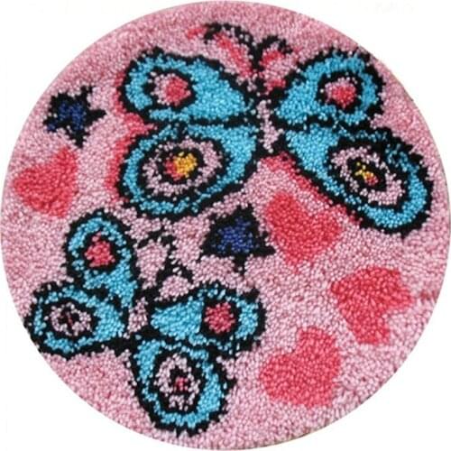 Latch Hook Kits DIY Crochet Yarn Kits,Butterfly Carpet Embroidery Hook Rug Kit Needlework Sets Cushion For Kids Adults