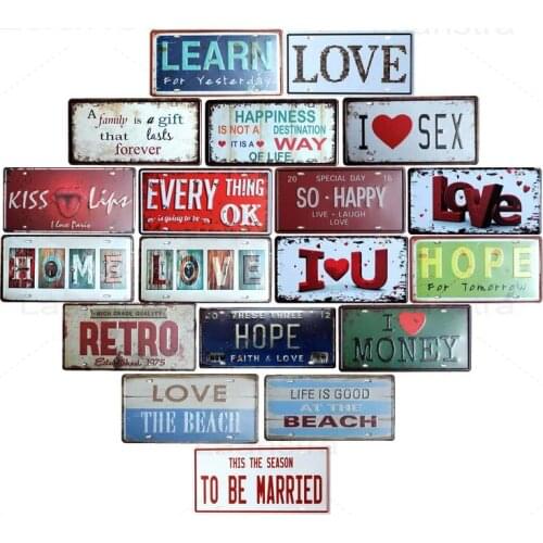 Text Love Iron Sign Home Decoration Motorcycle Brand 15x30 Retro Color Metal Plate Room Decor Tin Sign Iron Plaque Word Quote