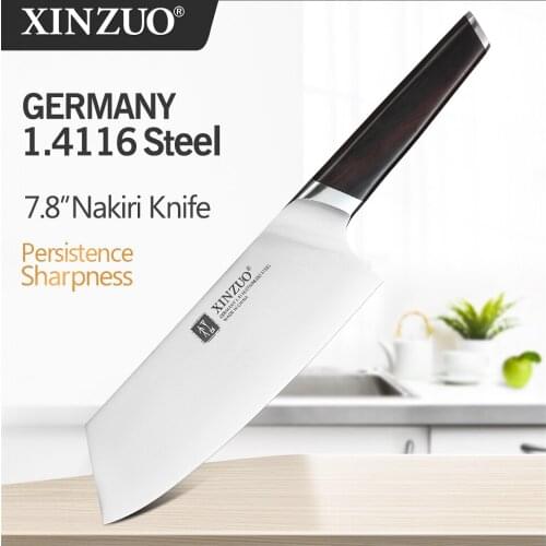 XINZUO 7.8 inch Slicing Knife Kitchen Chef Knives Stainless Steel Forged Meat Cleaver Nakirir Chopping Knife with Ebony Handle