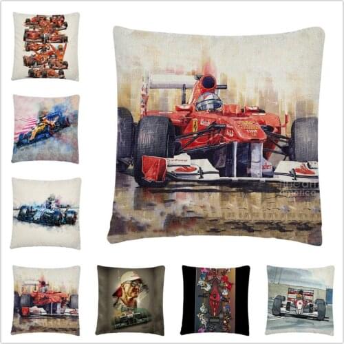 Sports car/car god pattern Linen Cushion Cover Pillow Case for Home Sofa Car Decor Pillowcase 45X45cm