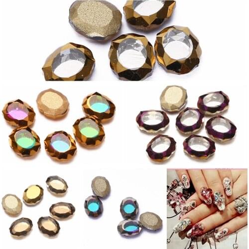 Nail Rhinestones 5pcs Oval Design Glass Rhinestone For Nail Art Decorations Flatback Nail Stickers DIY Craft Art Stones